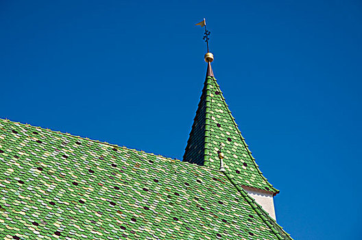 绿色,教堂,屋顶,特兰迪诺,意大利,欧洲