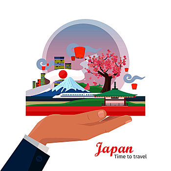 日本,旅游,海報(bào),設(shè)計(jì),魅力,握著,構(gòu)圖,時間,旅行,地標(biāo),著名地標(biāo)建筑