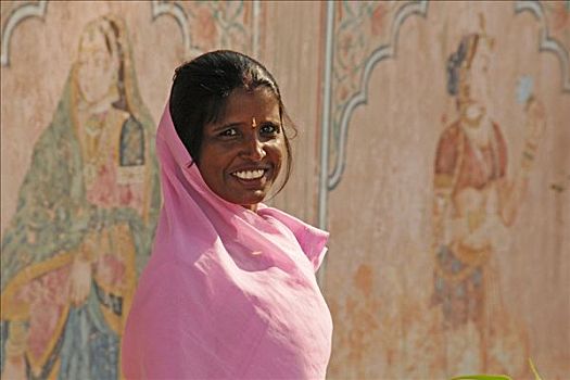 肖像,年轻,印度女人,斋浦尔,拉贾斯坦邦,北印度,亚洲