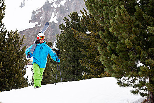 滑雪,攀登,雪,斜坡