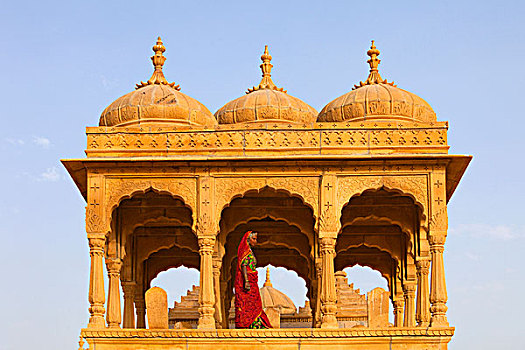 印度,拉贾斯坦邦,女人,站立,一个,陵墓,画廊