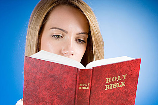 宗教,概念,女孩,读,圣经