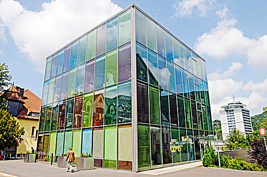 现代,公共图书馆,文字,玻璃幕墙,图林根州,德国,欧洲