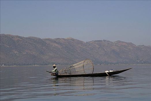 缅甸,茵莱湖,捕鱼者