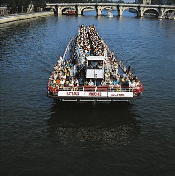 塞纳河,桥,游客,休假,巴黎,法国,欧洲