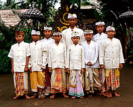 印度尼西亚,巴厘岛,孩子,男孩,传统服装