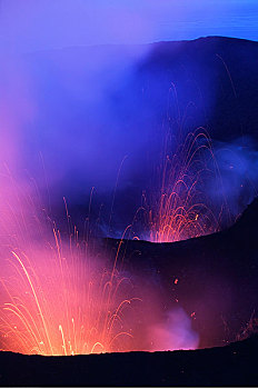 火山岩,喷发,火山,瓦努阿图