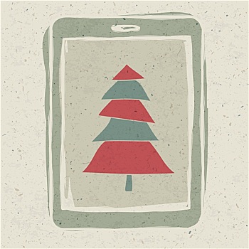 圣诞树,装置,显示屏,科技,概念,矢量