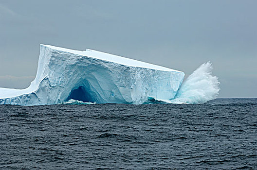 南极,斯科舍海,靠近,南乔治亚,碰撞,扁平,冰山,洞穴