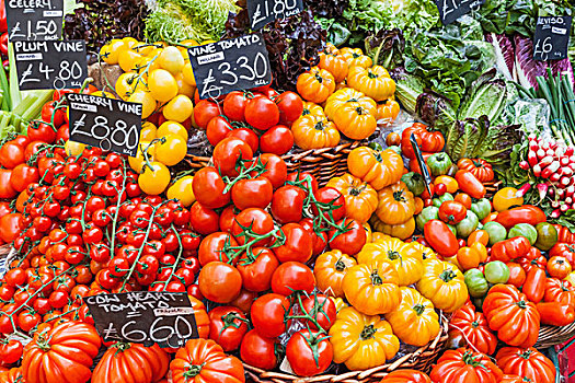 英格兰,伦敦,南华克,博罗市场,展示,异域风情,西红柿