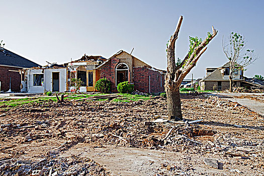 龙卷风,损坏,住宅,邻近,居民区,俄克拉荷马,美国
