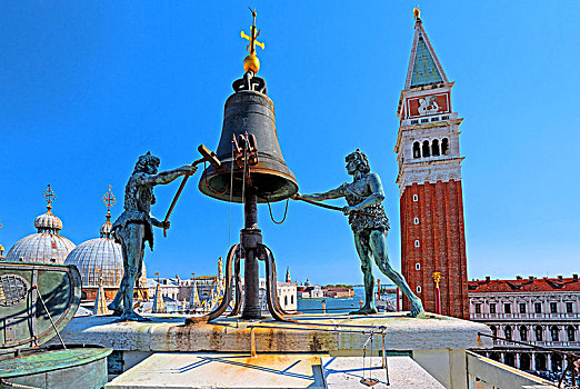 雕塑,钟楼,广场,威尼斯,威尼托,意大利,世界遗产
