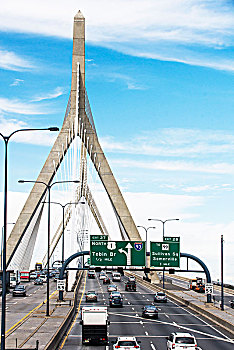 桥,上方,查尔斯河,波士顿,美国