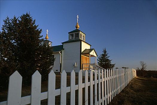 俄国东正教堂,日落,夏天