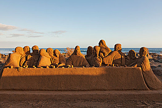 沙雕,最后的晚餐,干盐湖,大卡纳利岛,加纳利群岛,西班牙,欧洲