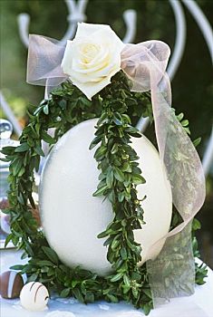 复活节装饰,鸵鸟,蛋,盒子,玫瑰
