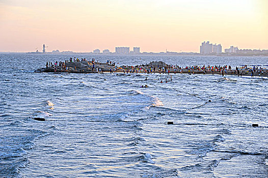 北戴河,大海,浴场,海湾,游客,嬉戏,游泳,避暑,沙滩,海滩,礁石