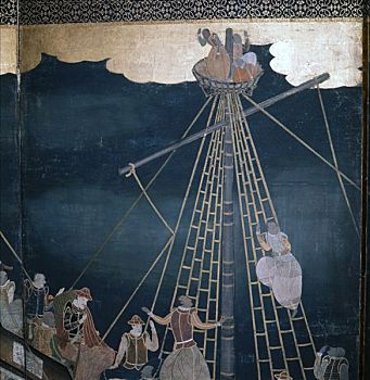 特写,屏风,葡萄牙人,长崎,日本人,17世纪