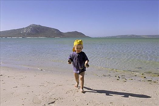 小男孩,玩,海滩,南非