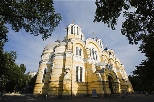 乌克兰,基辅,大教堂,迟,19世纪,东正教,基督教,拜占庭风格,风格