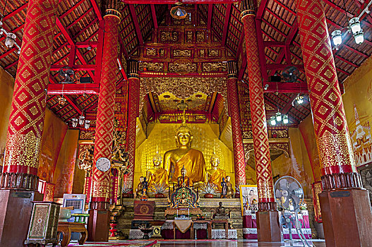 寺院,庙宇,内景,清迈,泰国,亚洲