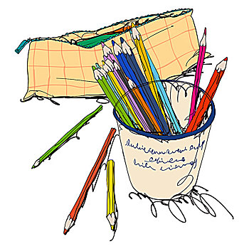 彩色,铅笔,固定器具
