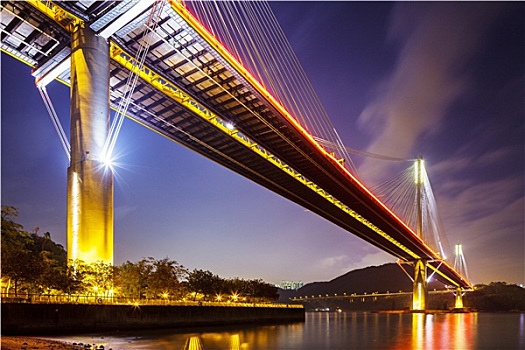 吊桥,香港,夜晚