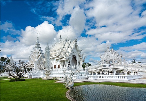 寺院,白色,庙宇,清莱,泰国