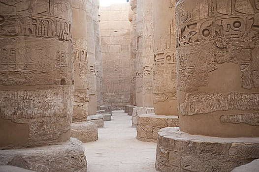 柱子,卡尔纳克神庙,靠近,路克索神庙,埃及