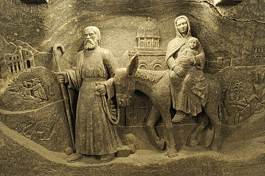 波兰,靠近,克拉科夫,盐,矿,世界遗产,宗教塑像,雕刻,室外,圣徒,小教堂,1896年