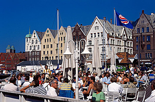 木质,建筑,中世纪建筑,风格,码头,卑尔根,挪威,斯堪的纳维亚
