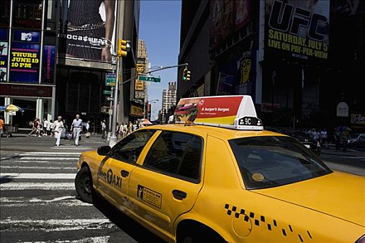 黄色出租车,途中,时代广场,曼哈顿,纽约,美国