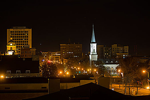 俯视,市区,乔治亚,夜晚