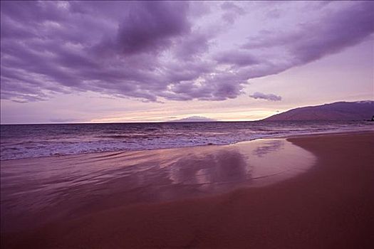 夏威夷,毛伊岛,海洋,沙子,日落,远景