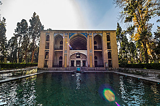水池,亭子,鳍状物,花园,伊斯法罕省,伊朗
