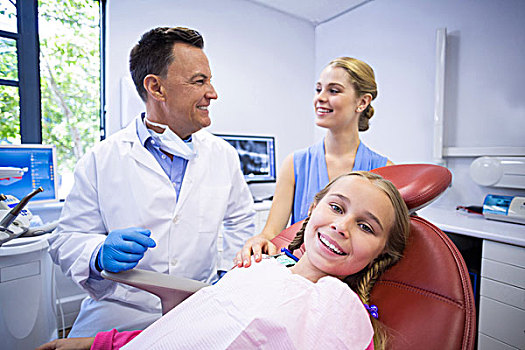 牙医,互动,孩子,病患,母亲,牙科诊所