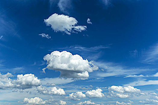 漂亮,天气,云,积云,蓝天,巴伐利亚,德国,欧洲