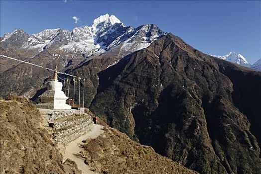 历史,佛塔,正面,萨加玛塔国家公园,昆布,尼泊尔