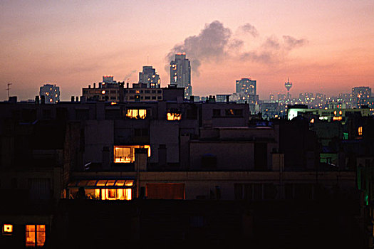 法国,巴黎,屋顶,黎明