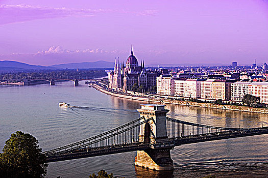 布达佩斯,链索桥,多瑙河