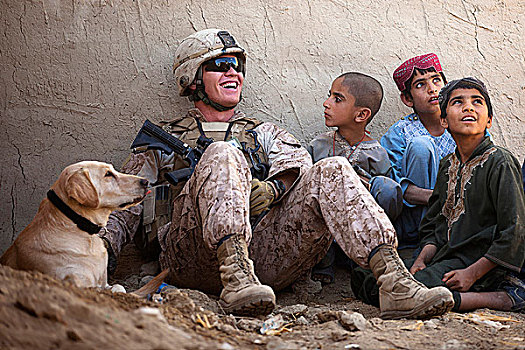 海军,搞笑,阿富汗,孩子,户外,住宅