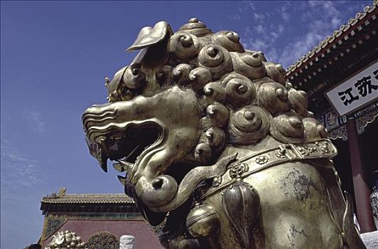 监护,狮子,皇宫,故宫,北京,中国