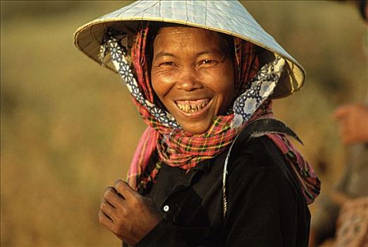 柬埔寨,女人,微笑,肖像