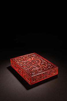 红漆龙纹印盒