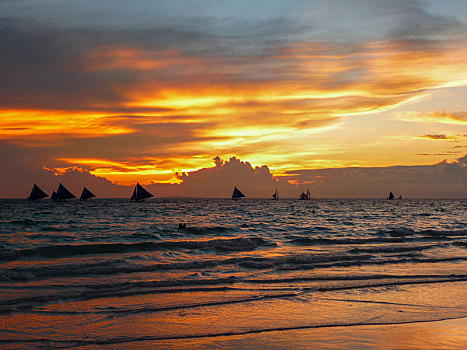 菲律宾长滩岛落日夕阳