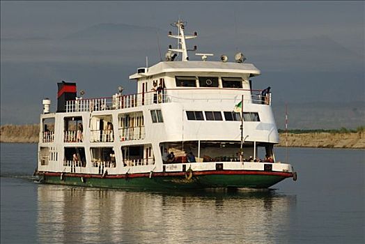 河船,伊洛瓦底江,河,缅甸,东南亚