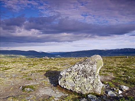 石头,云,山谷,多夫勒国家公园,挪威,斯堪的纳维亚,北欧
