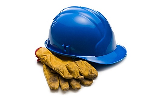 蓝色,安全帽,皮革,工作,手套