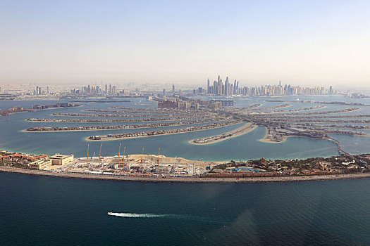 迪拜,棕榈树,棕榈岛,码头,俯视,航拍
