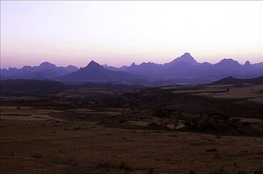 山峦,黎明,靠近,阿克苏姆,埃塞俄比亚